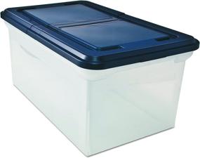 img 3 attached to Innovative Clear Navy Plastic File Tote with Hinged Lid, Letter Size
