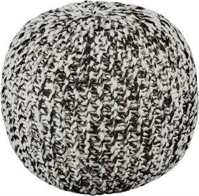 img 3 attached to Signature Design by Ashley Latricia Round Knitted Pouf Ottoman, 17 x 17 Inches - Black & White: Stylish, Comfortable, and Versatile