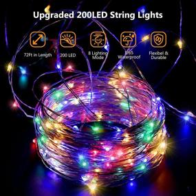 img 3 attached to 🌈 Ankway Solar String Lights Multi Color - 72 ft 200 LEDs, Waterproof Outdoor Fairy Lights for Patio, Tree House, and Bedroom Decor - 8 Lighting Modes Included