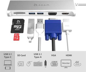 img 2 attached to 🔌 ADAM Elements 5-in-1 USB C Hub: 4K HDMI, SD Card Reader, USB 3.1 Ports - Portable & Durable Aluminum Case