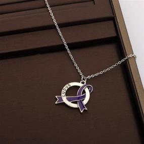 img 3 attached to Lupus Disease Awareness Purple Ribbon Clip-on Charm/Necklace - Support Lupus Survivors with Purple Awareness Jewelry Gift