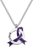 lupus disease awareness purple ribbon clip-on charm/necklace - support lupus survivors with purple awareness jewelry gift logo
