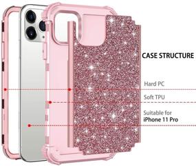 img 3 attached to 📱 Hekodonk iPhone 11 Pro Case: Heavy Duty Shockproof Protection in Shiny Rose Gold