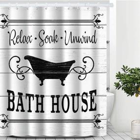 img 4 attached to Cute Farmhouse Bathroom Rules Fabric Shower Curtain: Inspiring Quotes for Bathroom Decor - Waterproof Bath Curtain Sets with 12 Hooks (72X72 inch, White)