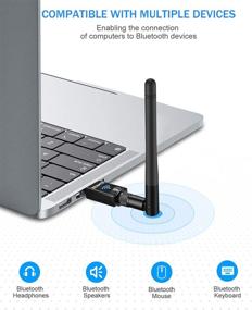 img 2 attached to USB Bluetooth 5.0 Adapter for PC - Long Range Wireless Audio 🔌 Dongle, 328FT / 100M, Bluetooth Transmitter Receiver for Windows 10/8/8.1/7 - Headphones & Speakers