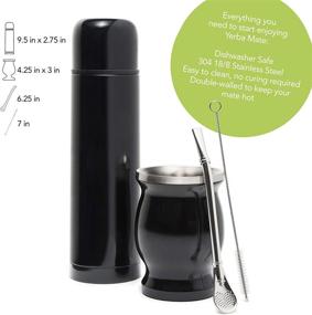 img 2 attached to 🧉 El Tigre Complete Yerba Mate Set: Travel-Friendly, Modern Stainless Steel Mate Gourd, Thermos & Bombilla - Easy to Clean with Cleaning Brush (Black)