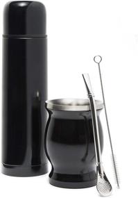 img 4 attached to 🧉 El Tigre Complete Yerba Mate Set: Travel-Friendly, Modern Stainless Steel Mate Gourd, Thermos & Bombilla - Easy to Clean with Cleaning Brush (Black)