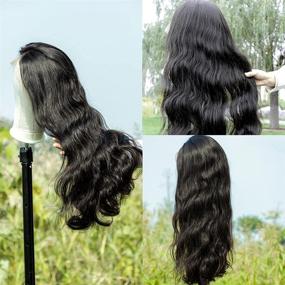 img 3 attached to 👩 Собственные волосы Ownmehair бразильские волнистые парики с лейкой длиной 20 дюймов с прозрачной лейкой, частично выдернутой линией роста волос и детскими волосками - парики с кружевной фронтальной частью из 100% человеческих волос 4x4.