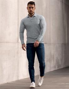 img 3 attached to 👕 COOFANDY Men's Stretch Muscle Tshirts: Slim Fit Long Sleeve Polo Shirts for Casual Comfort