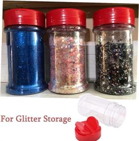 img 1 attached to Set of 16 Clear Plastic Spice Jars (7oz) with Red Caps – Containers for Powders, Herbs, Spices, Sauces – Seasoning Bottles