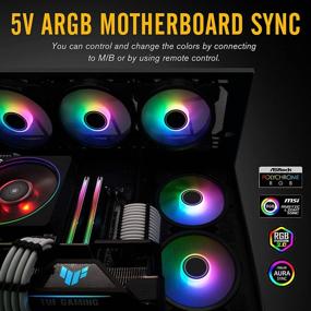 img 2 attached to 🌈 EZDIY-FAB 120mm Computer Case Fan with Addressable RGB, Aura Sync Compatible, High Airflow and Speed Control - Pack of 5 with Fan Hub and Remote