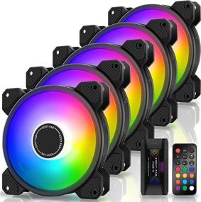 img 4 attached to 🌈 EZDIY-FAB 120mm Computer Case Fan with Addressable RGB, Aura Sync Compatible, High Airflow and Speed Control - Pack of 5 with Fan Hub and Remote