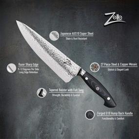 img 1 attached to Zelite Infinity Chef Knife 8 Inch - Executive-Plus Series Master Chefs Edition - Japanese AUS-10 Super Steel 45-Layer Damascus - STORM-X Finish Blade, Leather Sheath: The Ultimate Professional Knife for Chefs