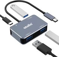 💻 atolla usb c hub – high-speed aluminum 4-in-1 adapter with 3 usb 3.0 ports & 60w power delivery port: ideal for macbook pro/air, ipad pro, chromebook, dell and more logo