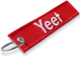 img 3 attached to 🔥 YEET Chain White Fabric Embroidered Keychain: Elevate Your Style with Trendy White Fabric Design