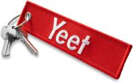 🔥 yeet chain white fabric embroidered keychain: elevate your style with trendy white fabric design logo