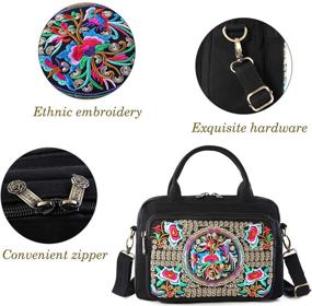 img 2 attached to 👜 Chic Embroidered Canvas Top Handle Handbag: Multifunctional 3 Layers Crossbody Bag