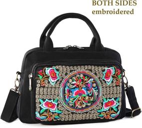 img 3 attached to 👜 Chic Embroidered Canvas Top Handle Handbag: Multifunctional 3 Layers Crossbody Bag