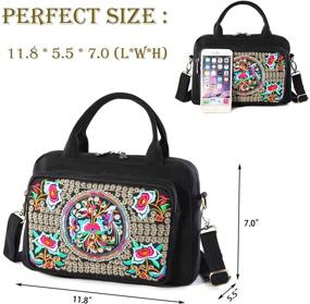 img 1 attached to 👜 Chic Embroidered Canvas Top Handle Handbag: Multifunctional 3 Layers Crossbody Bag
