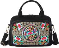 👜 chic embroidered canvas top handle handbag: multifunctional 3 layers crossbody bag logo