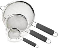 bellemain stainless steel fine mesh strainers with handle, set of 3 - versatile kitchen tools for tea, quinoa, flour, pasta - non-slip grip, multiple sizes, 3 piece set logo