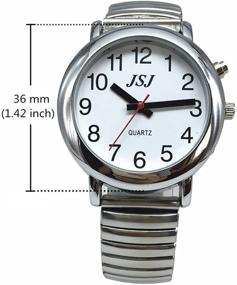 img 2 attached to ⌚ Silver English Talking Watch with Alarm, Date and Time - Expandable Bracelet, White Face