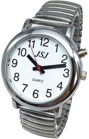 img 3 attached to ⌚ Silver English Talking Watch with Alarm, Date and Time - Expandable Bracelet, White Face