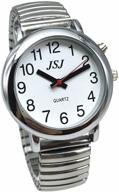 ⌚ silver english talking watch with alarm, date and time - expandable bracelet, white face logo