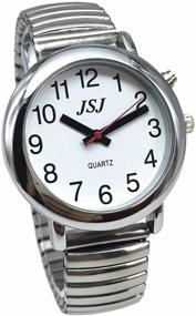 img 4 attached to ⌚ Silver English Talking Watch with Alarm, Date and Time - Expandable Bracelet, White Face