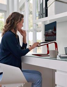 img 3 attached to 🖥️ ALASHI Laptop Stand for Desk | Aluminum Computer Riser | Ergonomic Notebook Holder | Detachable Metal Laptops Elevator | PC Cooling Mount | Supports 10-15.6 Inch Notebooks | Stylish Red Design