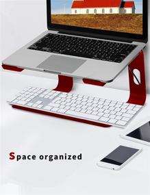 img 2 attached to 🖥️ ALASHI Laptop Stand for Desk | Aluminum Computer Riser | Ergonomic Notebook Holder | Detachable Metal Laptops Elevator | PC Cooling Mount | Supports 10-15.6 Inch Notebooks | Stylish Red Design