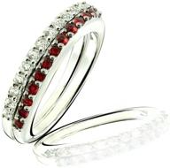rb gems sterling silver 925 set of 2 stack rings with blue topaz and ruby genuine gems, rhodium-plated finish logo
