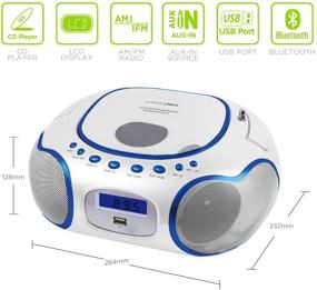 img 1 attached to 🎵 HANNLOMAX HX-309CD Portable CD/MP3 Boombox with Bluetooth, AM/FM Radio, USB Playback & LCD Display - White, AC/DC Operated