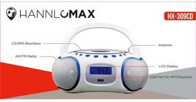 img 2 attached to 🎵 HANNLOMAX HX-309CD Portable CD/MP3 Boombox with Bluetooth, AM/FM Radio, USB Playback & LCD Display - White, AC/DC Operated