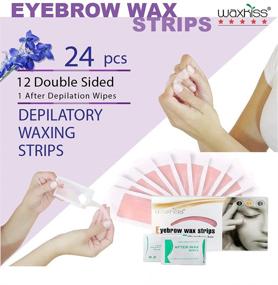 img 2 attached to 🌿 Waxkiss Eyebrows Cold Wax Strips - Convenient Home & Travel Hair Removal - Ready to Use Strips (24 Pcs)