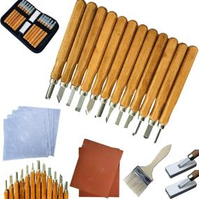 img 4 attached to Fycooler Wood Carving Tools: 21-Piece Professional Carbon Steel Chisels Kit with Whetstones, Sandpaper, Brush, and Storage Case – Ideal for Sculpture, Carpentry, and DIY Enthusiasts