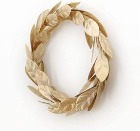 img 3 attached to 🌟 12-Inch Gold Leaf Metal Wreath Wall Decor for Front Door | Ideal for Christmas, Window, Wedding, Party Decoration