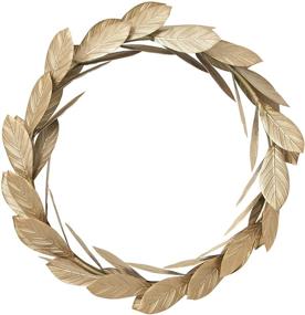 img 4 attached to 🌟 12-Inch Gold Leaf Metal Wreath Wall Decor for Front Door | Ideal for Christmas, Window, Wedding, Party Decoration