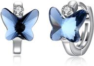 🦋 dainty cz butterfly small hoop earrings: hypoallergenic 925 silver sleeper hoops for women & teen girls – crystal accents, ideal gifts for daughter logo