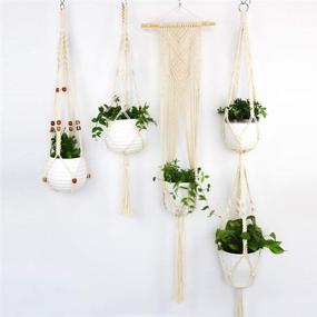 img 1 attached to 🌿 Versatile DIY Macrame Kit with 3mm Cotton Cord, Wooden Beads, Rings, and Sticks - 109 Yards of Natural Macrame Rope for Plant Hangers and Wall Hangings