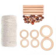 🌿 versatile diy macrame kit with 3mm cotton cord, wooden beads, rings, and sticks - 109 yards of natural macrame rope for plant hangers and wall hangings logo