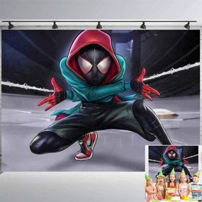 img 3 attached to 🕷️ Marvelous Miles Morales Spiderman Backdrop: Ultimate Birthday Party Supplies for Boys – Photo Booth Studio Props, Superhero Cityscape Decorations, and Dessert Table Banner