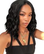 entranced styles natural black lace front wigs for women - t part synthetic lace front wig with middle part, wavy bob style, transparent hairline - perfect for daily use and natural hair look logo