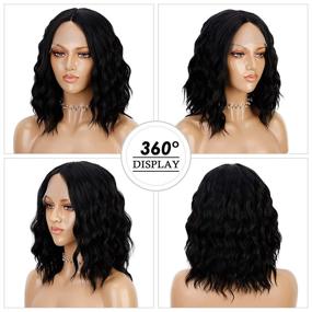 img 2 attached to ENTRANCED STYLES Natural Black Lace Front Wigs for Women - T Part Synthetic Lace Front Wig with Middle Part, Wavy Bob Style, Transparent Hairline - Perfect for Daily Use and Natural Hair Look