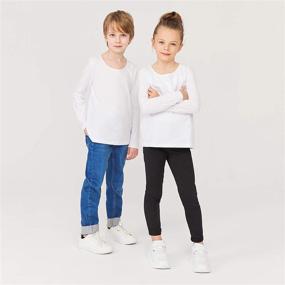 img 1 attached to GOXU Kids Long Sleeve T-Shirt 2-Pack, Comfortable Cotton Plain Tees for Boys and Girls, Sizes 2-12 Years