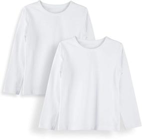 img 4 attached to GOXU Kids Long Sleeve T-Shirt 2-Pack, Comfortable Cotton Plain Tees for Boys and Girls, Sizes 2-12 Years