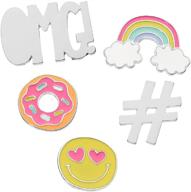🌈 набор значков с пуговицами из пяти штук - радуга, пончик, хэштег, улыбка, омг эмодзи логотип