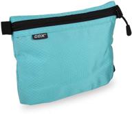 small blue gox zipper pouch toiletry bag with carry on, ideal for makeup and digital essentials logo