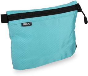 img 4 attached to Small Blue GOX Zipper Pouch Toiletry Bag with Carry On, ideal for Makeup and Digital Essentials