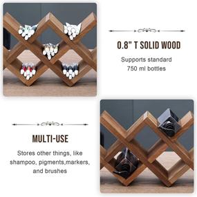 img 1 attached to 🍷 WELLAND Wood Countertop Wine Rack: Rustic Tabletop Holder for 7 Bottles, Easy Assembly – 21.25" W x 4" D x 11.5" H